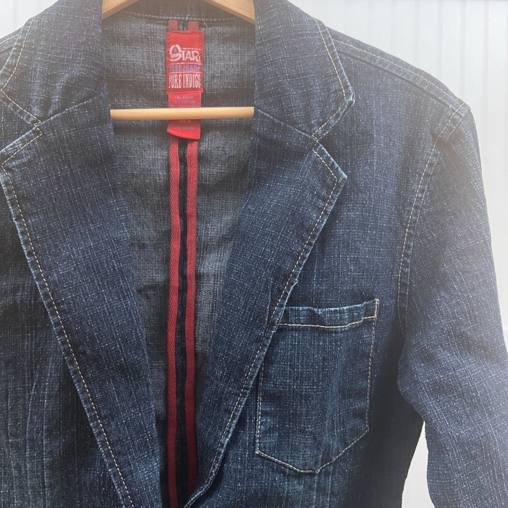 Star Jeans Denim Jacket Women's Blue Rory Gilmore Blazer Y2K Button Pockets M - Picture 6 of 8